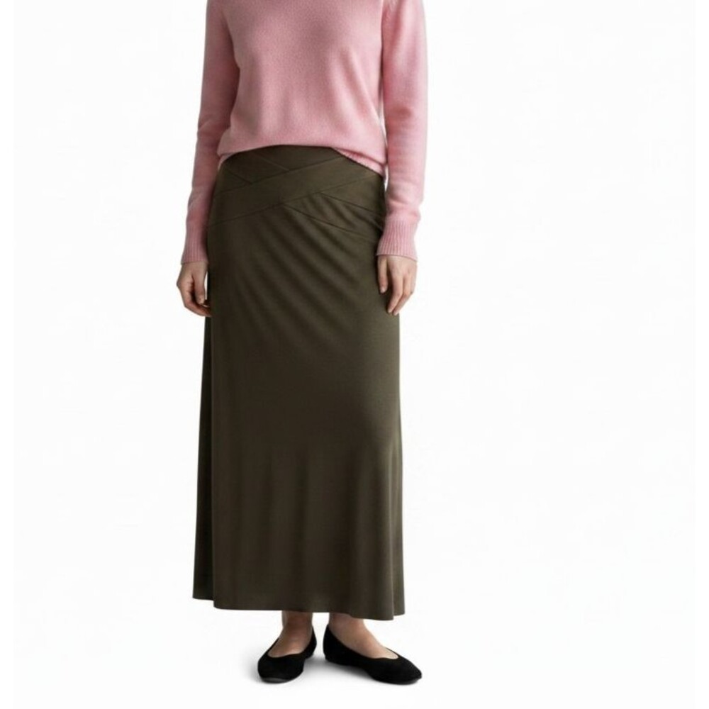 ECI NEW Maxi Skirt Women Large Black Knit Minimalist Classic Comfort